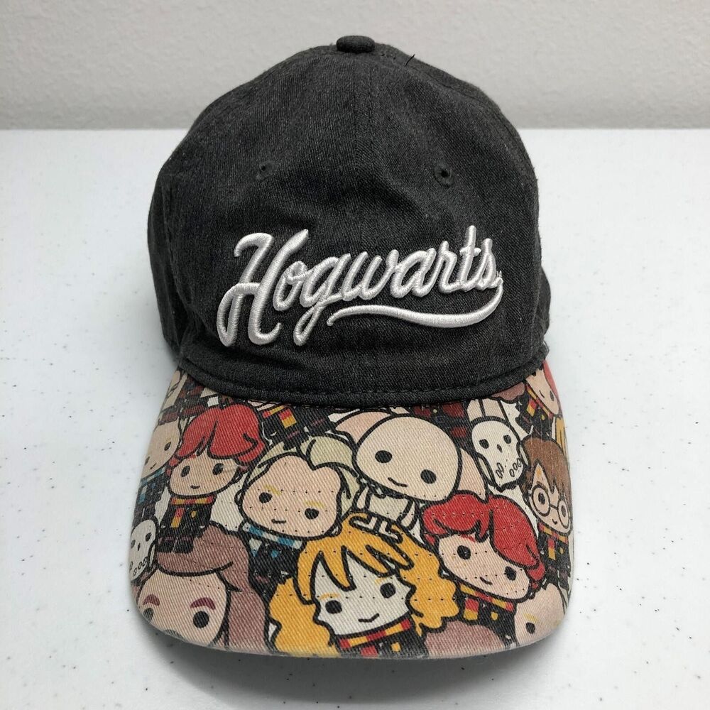 Harry Potter Hogwarts Hat Cap Strap Back Mens One Size Gray Chibi Characters